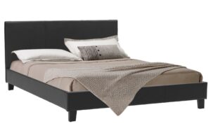 Κρεβάτι Nevil pakoworld 150x200 PU χρώμα μαύρο ματ