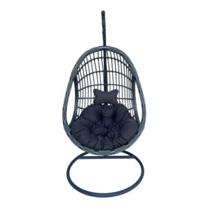 Κούνια φωλιά με βάση Cungo pakoworld μέταλλο ανθρακί pe rattan σε γκρι απόχρωση 125x105x195εκ