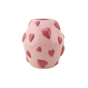 Beauty Home Βάζο με Καρδιές – Ροζ/ Κόκκινο 16x16x17,5cm