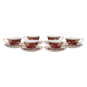Beauty Home Σετ φλυτζάνια τσαγιού πορσελάνης 12τμχ Eternal Art 7716 Μπορντό