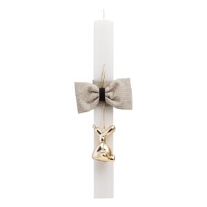 Beauty Home ΛΑΜΠΑΔΑ ΛΕΥΚΗ 33cm ΣΚΥΛΑΚΙ ΠΟΡΣΕΛΑΝΙΝΟ ΧΡΥΣΟ