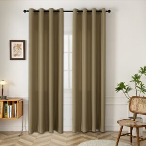 Beauty Home Κουρτίνα μεσαίας σκίασης με 8 μεταλλικούς κρίκους Effect Art 8443 140x270 Λαδί