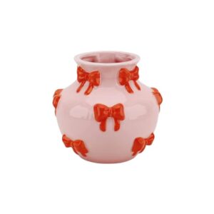 Beauty Home Βάζο με Κορδέλες – Ροζ/Πορτοκαλί 14,5×14,5x13cm