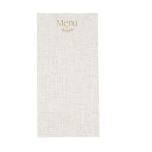 Beauty Home 10 Κάρτες χάρτινες menu με εφέ λινού με κορδόνι Μπεζ και χρυσό χαρτί 10 x 20 cm