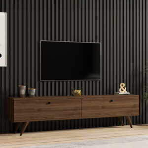 Έπιπλο τηλεόρασης Jate pakoworld σε καρυδί απόχρωση 160x25x40εκ