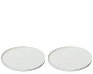 Beauty Home Σετ 2 Στρογγυλοί Μεταλλικοί Διακοσμητικοί Δίσκοι Λευκοί Ø35 cm