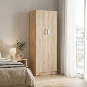 Ντουλάπα δίφυλλη Athos pakoworld σε sonoma απόχρωση 60x42x180εκ