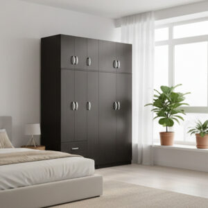 Ντουλάπα πεντάφυλλη με πατάρι Athos I pakoworld wenge 170x42x240εκ